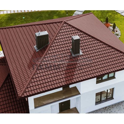 Четверник конька полукруглого 0,5 Satin RAL3009 с пленкой Четверник конька полукруглого 0,5 Satin RAL3009 с пленкой