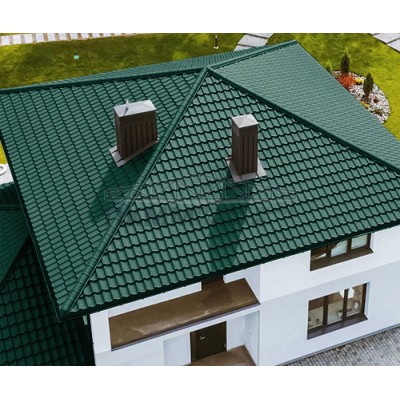 Четверник конька полукруглого 0,5 Velur RAL6005 с пленкой Четверник конька полукруглого 0,5 Velur RAL6005 с пленкой