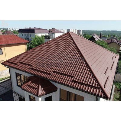 Металлочерепица Монтеррей-0.45 RAL3009 Полиэстер Металлочерепица Монтеррей-0.45 RAL3009 Полиэстер
