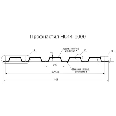 Профнастил НС44 0.9мм 1000 Полиэстер RAL9003