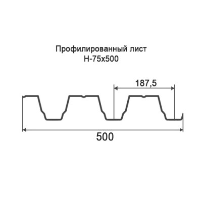Профнастил Н75-0,35-500 мм оцинкованный