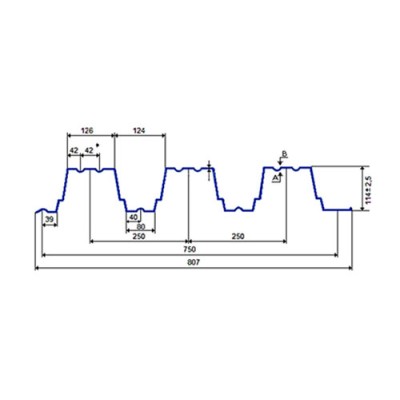 Профнастил Н114-750-0.8 Полиэстер RAL9010
