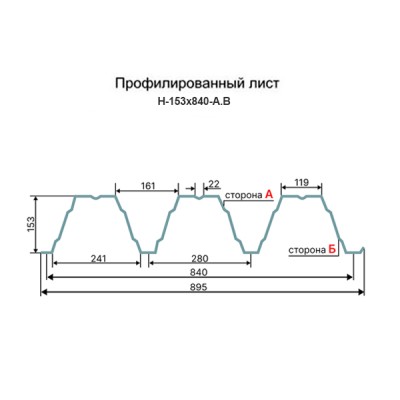 Профнастил Н153-840-0.7 RAL7024 Полиэстер