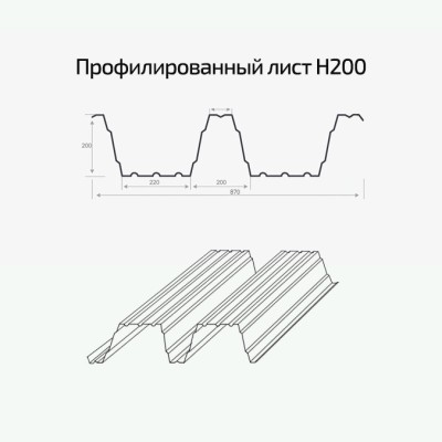 Профнастил Н200-1.0, Ширина-840мм, Оцинкованный Профнастил Н200-1.0, Ширина-840мм, Оцинкованный