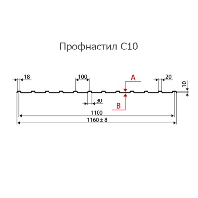 Профнастил С10-1160-0.4 Оцинкованный