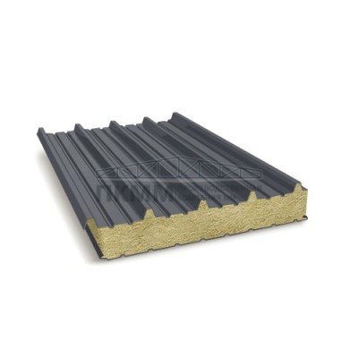 Кровельные сэндвич-панели минеральная вата, ширина 1000 мм, толщина 60 мм, 0.5/0.5, RAL7024