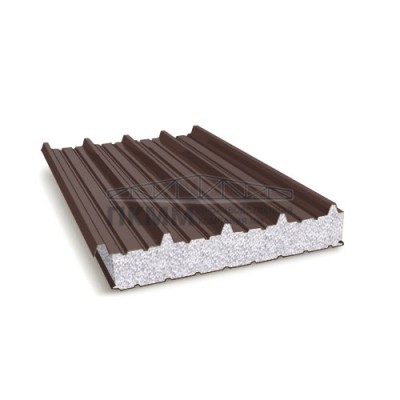 Кровельные сэндвич-панели пенополистирол, ширина 1200 мм, толщина 120 мм, 0.5/0.5, RAL8017 Кровельные сэндвич-панели пенополистирол, ширина 1200 мм, толщина 120 мм, 0.5/0.5, RAL8017