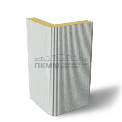 Угловые сэндвич-панели вертикальные пенополиуретан, 0.5/0.5, ширина 1200 мм, толщина 150 мм, RAL7047